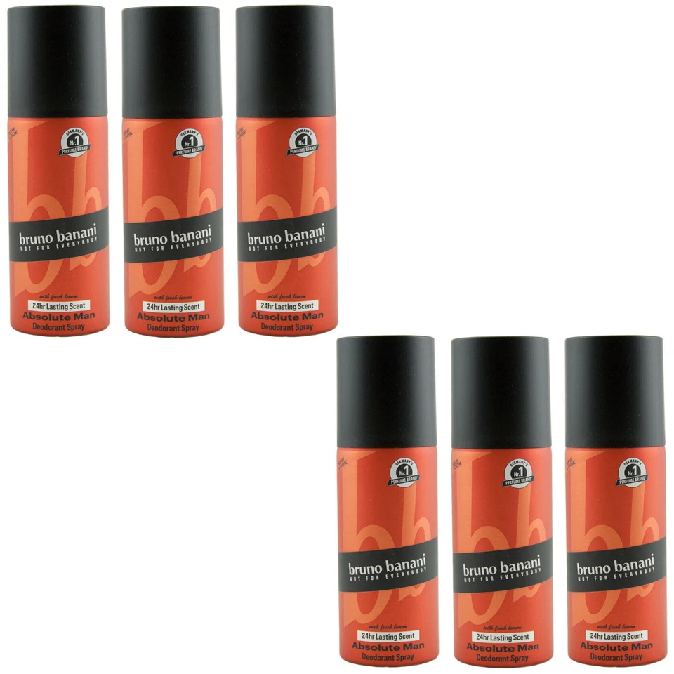 Bruno Banani DEO ABSOLUTE MAN 6 x 150ml 24h Lasting Scent Deo Spray Deodorant