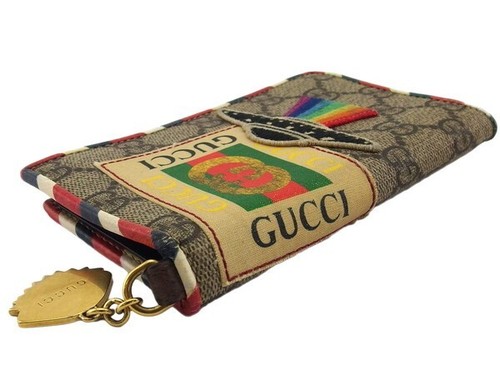 GUCCI iPhone 7 8 Case GG Supreme Beige PVC x Leather Authentic Used T22315 - Picture 3 of 10