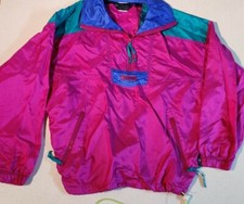 Vintage Columbia Pullover Windbreaker Jacket 90  s Women's Size Small Neon