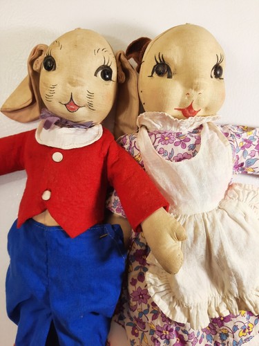 Vintage Uncle Wiggily Nurse Jane Fuzzy Wuzzy Georgene Averill Rabbit Dolls ‘40s