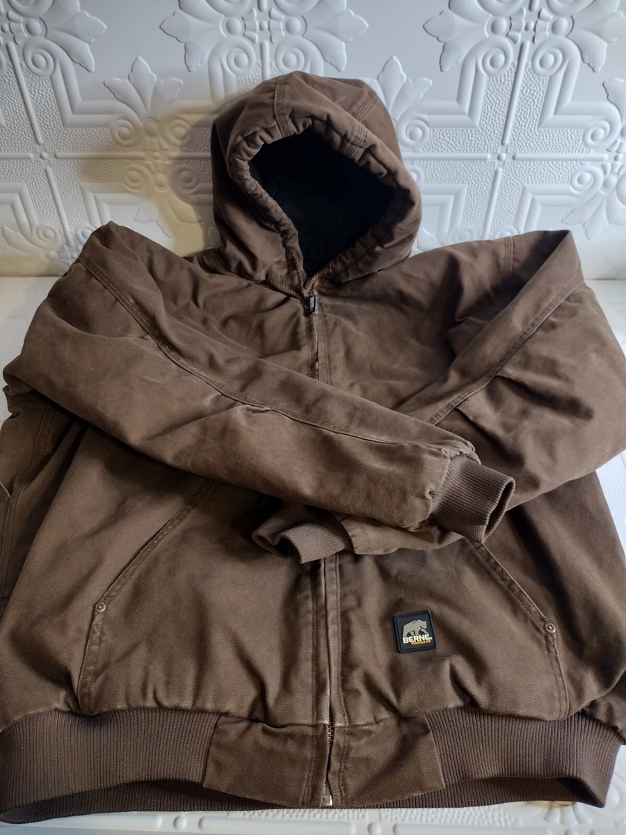 Berne WorkWear Men's SZ 2XL Brown Hooded Warm QuiltLined Jacket Winter  WorkCoat