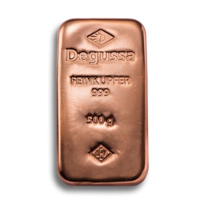 Germany Degussa Feinkupfer 500g 500 grams 1/2 kg kilo .999 Fine