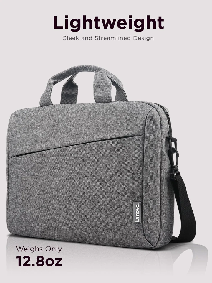 Bolso de hombro para computadora portátil Lenovo 15,6 pulgadas T210 gris resistente al agua apto para viajes Foto 2 de 4