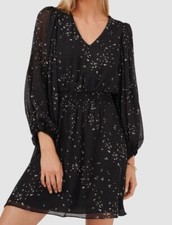 $129 Vince Camuto Women Black Sporadic Stems Long Sleeve Dress Size M