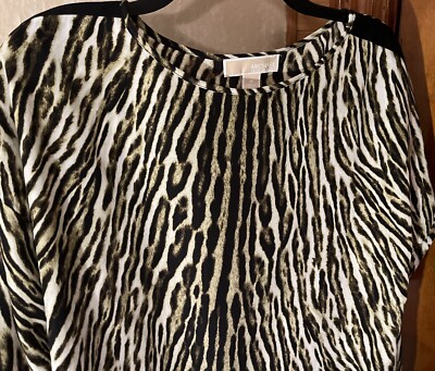 Cheetah All Over Print Blouse Designer Shirt Michael Kors Size Medium
