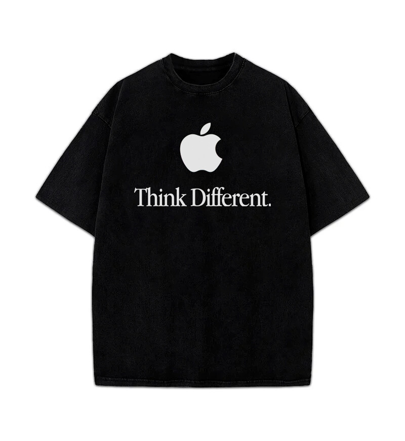 Apple Vintage White Logo Think Different Slogan Funny