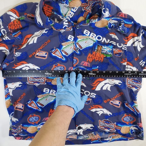 NFL Blue Denver Broncos Mile High Magic - MISSING TAGS Hawaiian Casual Shirt Top - Picture 9 of 11