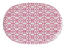 Merritt - Melamine Serving Tray - Pink Trellis - 17" x 12"