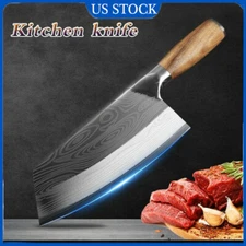 Stainless Steel Chef Knife Kitchen Butcher Damascus Cleaver Chopping Meat Sharp