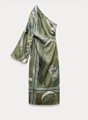 zw collection printed asymmetric dress NWT_ZARA SS24 ZW COLLECTION PRINTED ASYMMETRIC DRESS_Multicolored