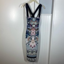 Black halo Bryson sheath dress geometric abstract artsy print wedding size 0