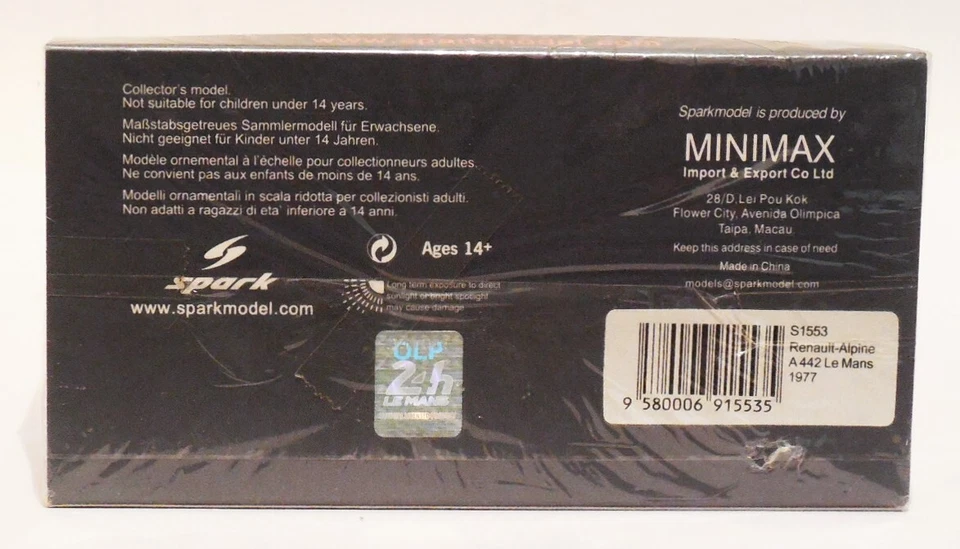 1/43 Spark S1553 Renault Alpine A442 # 7 Tambay / Jaussaud 1977 Le Mans 24 Hour - Image 2 of 2