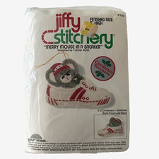 Jiffy Stitchery 3-D Christmas Ornament Kit Merry Mouse In A Sneaker NOS 1978