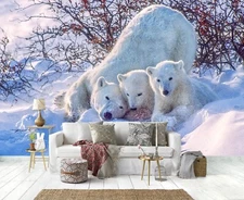 3D Polar Bear Snow O3045 Wallpaper Wall Murals Removable Wallpaper Sticker Eve