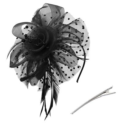 Women Fascinators Hat Tea Party Headband Mesh Feathers  display picture 2