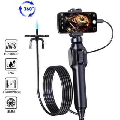 1080P 360° Steering Endoscope with Articulation Cars Inspection Camera with 8LED