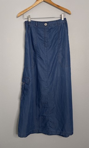 Deja Blue Women's M Blue Maxi Midi Flowy Skirt with Pocket
