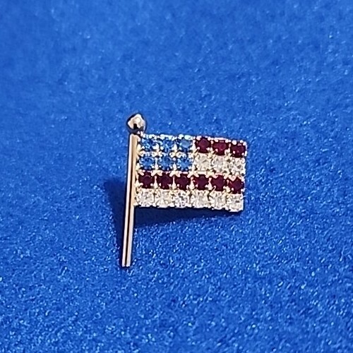 USA American Flag Patriotic Red, Blue & Clear Rhinestone Pin ELECTION