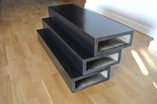 oak stair tread for floating staircase, stained to black and varnished