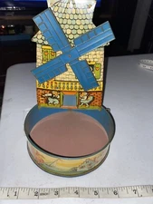 T. Cohn Tin Toy Windmill with Round Water Pan Trough & Dutch Graphics 1930s