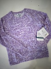 NWT 12 L ATHLETA GIRL LAVENDER FLORAL SWEATSHIRT TOP COZY FRONT POCKET SOFT