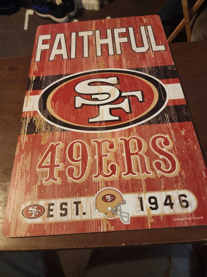 САН-ФРАНЦИСКО 49ERS СОСТАРЕННЫЙ ПОПУЛЯРНЫЙ ГОВОРЯЩИЙ ДЕРЕВЯННЫЙ НАЛЕТ 11 X 17 ПРЕДСТАВЛЯЮТ - Изображение 2 из 4