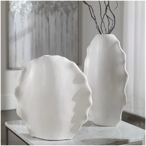 Uttermost 17963 Ruffled Feathers Set of (2) Modern White Organic - White - Picture 3 of 3