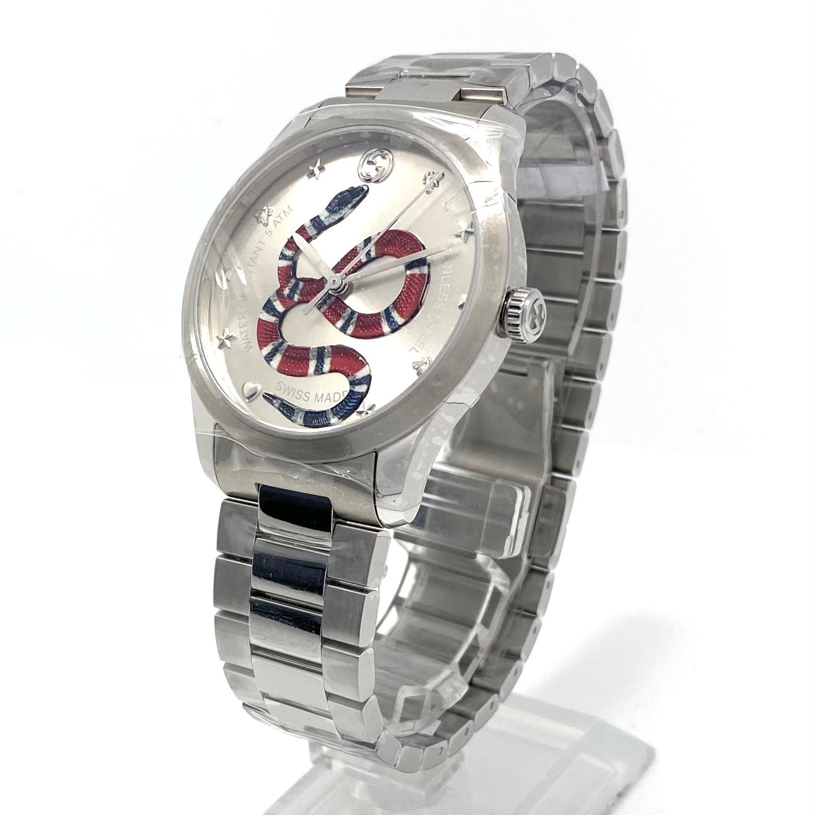 Gucci G-Timeless Snake Motif Quartz Unused Watch Unisex Silver From Japan thumbnail 2