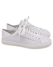 Stuart Weitzman White Leather Pearl Studded Sneakers Low Top US 5B Box Dust Bag