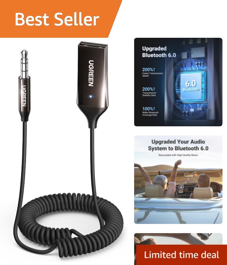 Plug-and-Play Bluetooth 6.0 AUX Receiver: Effortless Music &