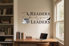 Reading Theme Wall Decals, Inspirational Quotes Readers Make Great Leaders Wa...