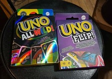 Mattel Uno Card Decks, Uno Flip Uno All Wild Card Lot of 2 New Unopened