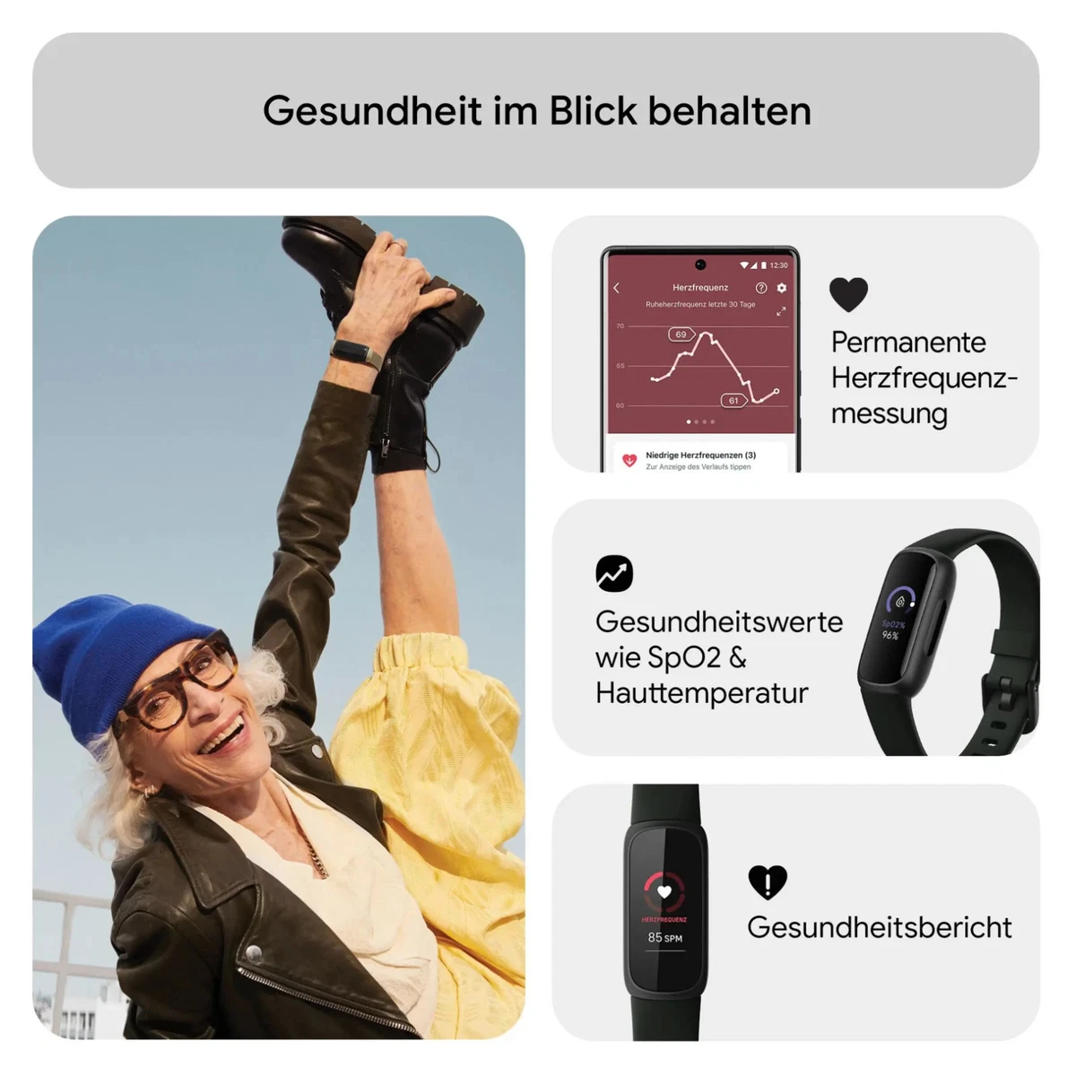FITBIT Inspire 3 Fitness Tracker Schwarz Midnight Zen S/L Retoure MwSt ausweisb.