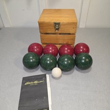 Vintage Sportcraft Heritage X Eddie Bauer Bocce Ball Set In Wooden Box