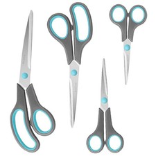Scissors Set of 4, Premium Stainless Steel Razor Blades, Ergonomic Semi-Soft ...