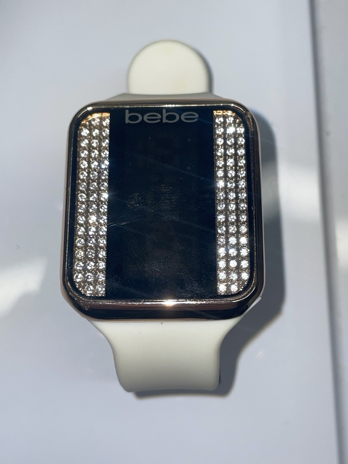 bebe Women's Rectangular Wristwatch White Band Ge… - image 1