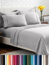 Ultra Soft Light Grey Full XL Bed Linen Set 6 Piece Microfiber Sheet Set