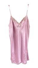 VICTORIA  S SECRET Tease Satin Lace Trim Mini Slip Dress Pink Large