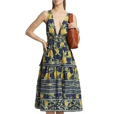 Farm Rio Delicate Pineapple Midi Dress Womens XS Tropical Summer Vibrant Chic