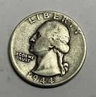 1944 P Washington 90% Silver 25c-Circulated Quarter Good Details