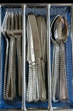 Vintage Children's Metal Pretend Play Silverware with Mesh Basket Taiwan. 25 PCS