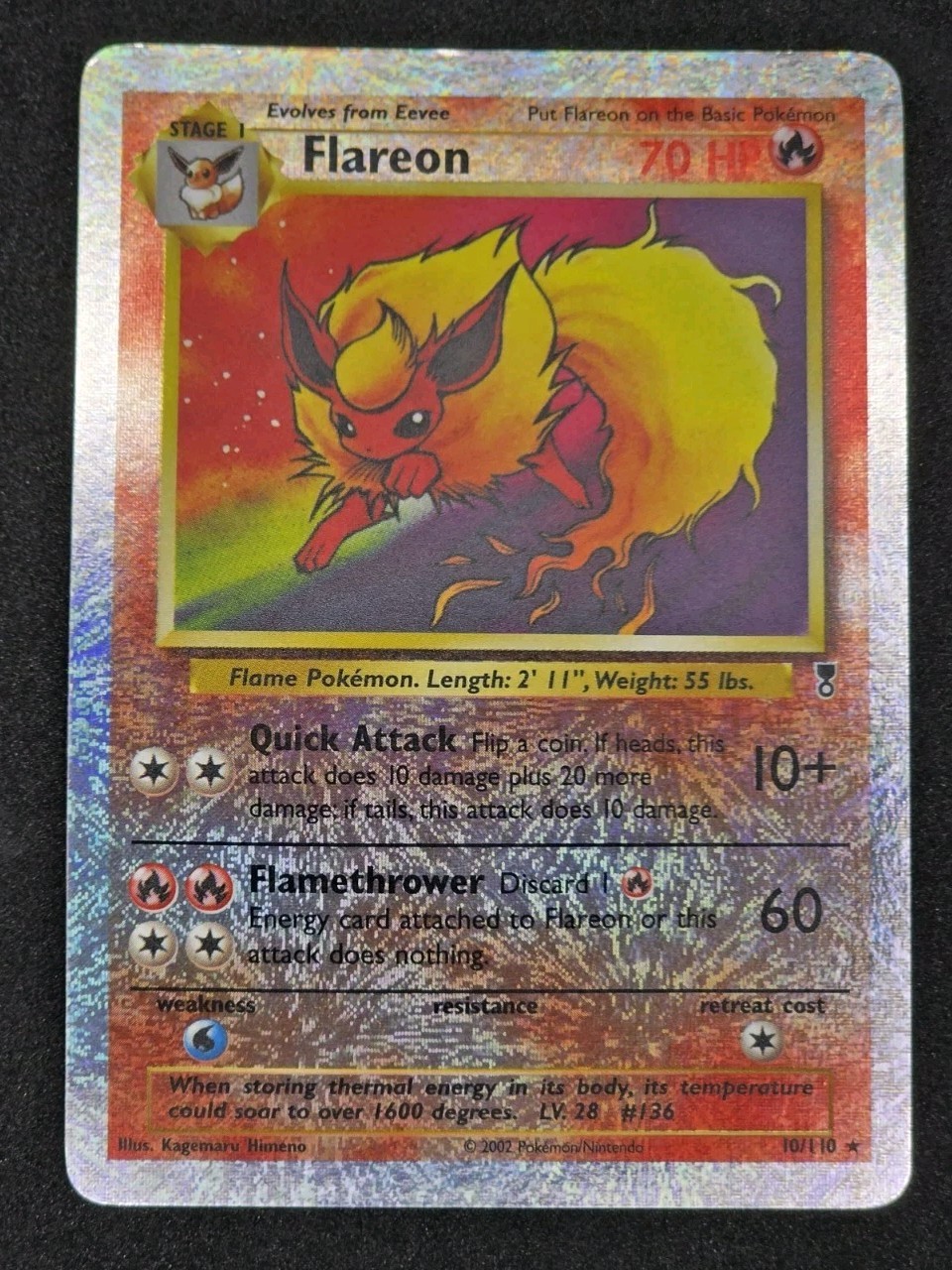Flareon 2002 Legendary Collection Reverse holo Pokémon Card TCG 10/110 MP