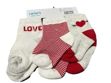 Carter's Child of Mine Infant Unisex Heart Crew Socks, 3-Pack, Size 6-12m