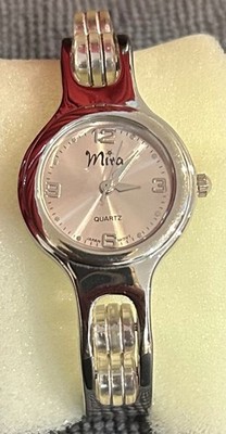 Vintage Mira Quartz Ladies Wrist Watch With Bendable Cuff Bracelet 