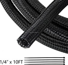 1/4 x 10FT Cable Sleeves Cord Management Braided Wire Loom Sleeving Protector
