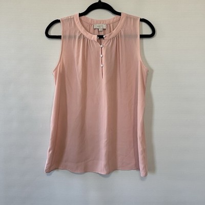 Ann Taylor LOFT outlet pink pearl button sleeveless blouse Women's size Small