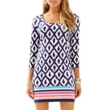 Lilly Pulitzer Beacon T-Shirt Dress MEDIUM Navy Blue Little Fish Pima Cotton