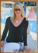 Sirdar Dune Knitting Pattern 8511: Lady's Scoop Neck Jumpers: 32-42"