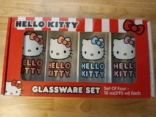 Hello Kitty 4pc Tumbler 10 Ounces ea Silver Buffalo Sanrio New in Box Glassware