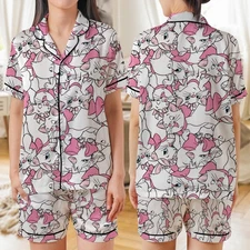 Never Too Old For Marie Cat The Aristocats Satin Short-Sleeve Pajamas Set